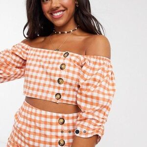 New! ASOS | Influence White and Orange Crop Top Sz 10